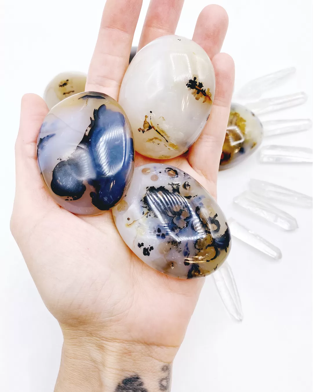 Dendritic Agate Palm Stones