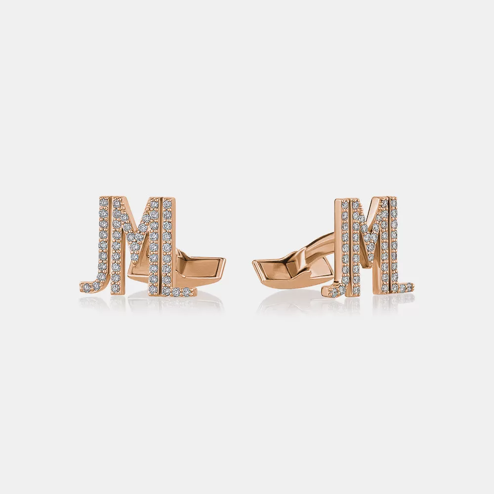 Diamond Initial Cuff Links