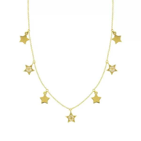 DIAMOND STARS NECKLACE 14K