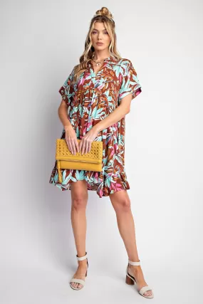 Easel Printed Rayon Challis Woven Dress