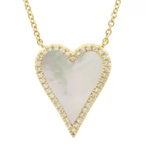 Elongated Heart Mother of Pearl Necklace