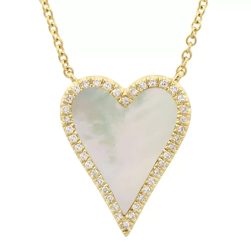 Elongated Heart Mother of Pearl Necklace