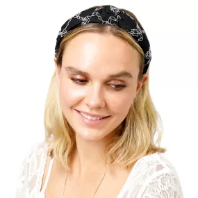 Embroidery Flower Burnout Knot Headband