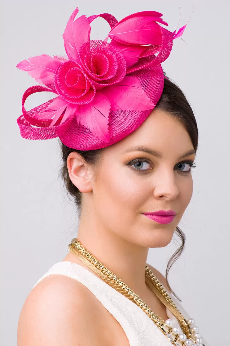 Emelia Rose Fascinator - Fuchsia