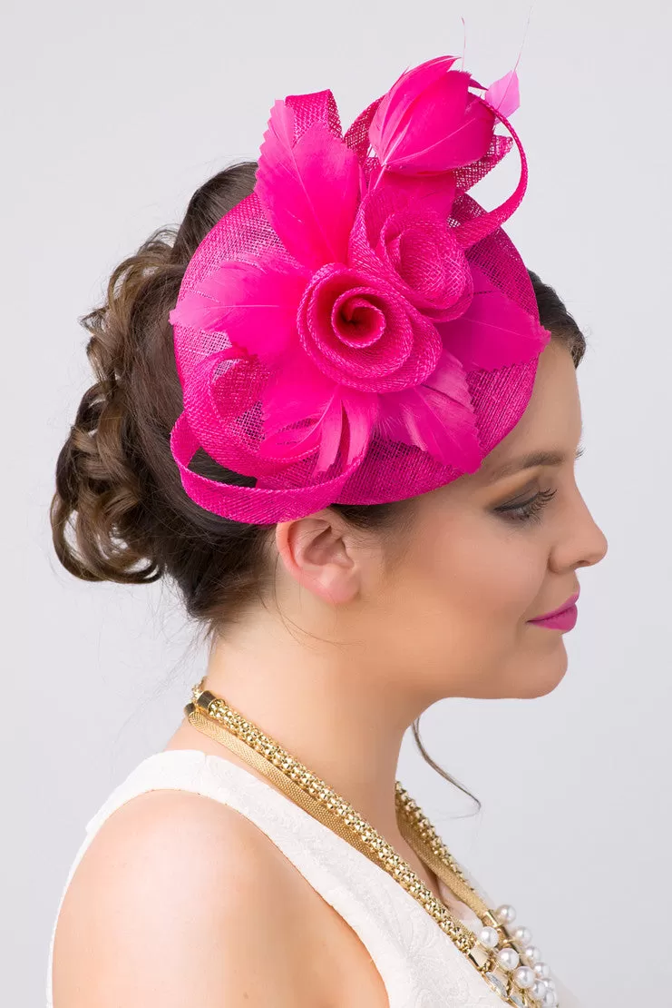 Emelia Rose Fascinator - Fuchsia