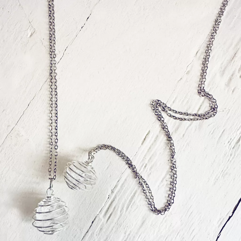 encapsulate silver // caged amethyst quartz crystal gemstone necklace