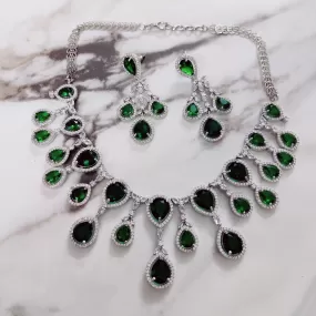 Enchanted Emerald Elegance Necklace in Rhodium