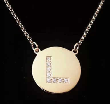 Engraved Sterling Silver CZ Initial Necklace