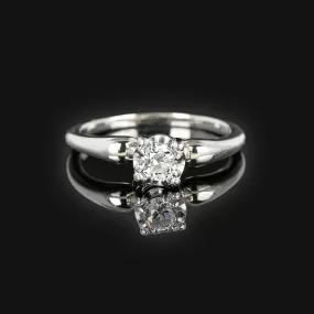 Estate Jabel Diamond Solitaire Ring in 18K White Gold