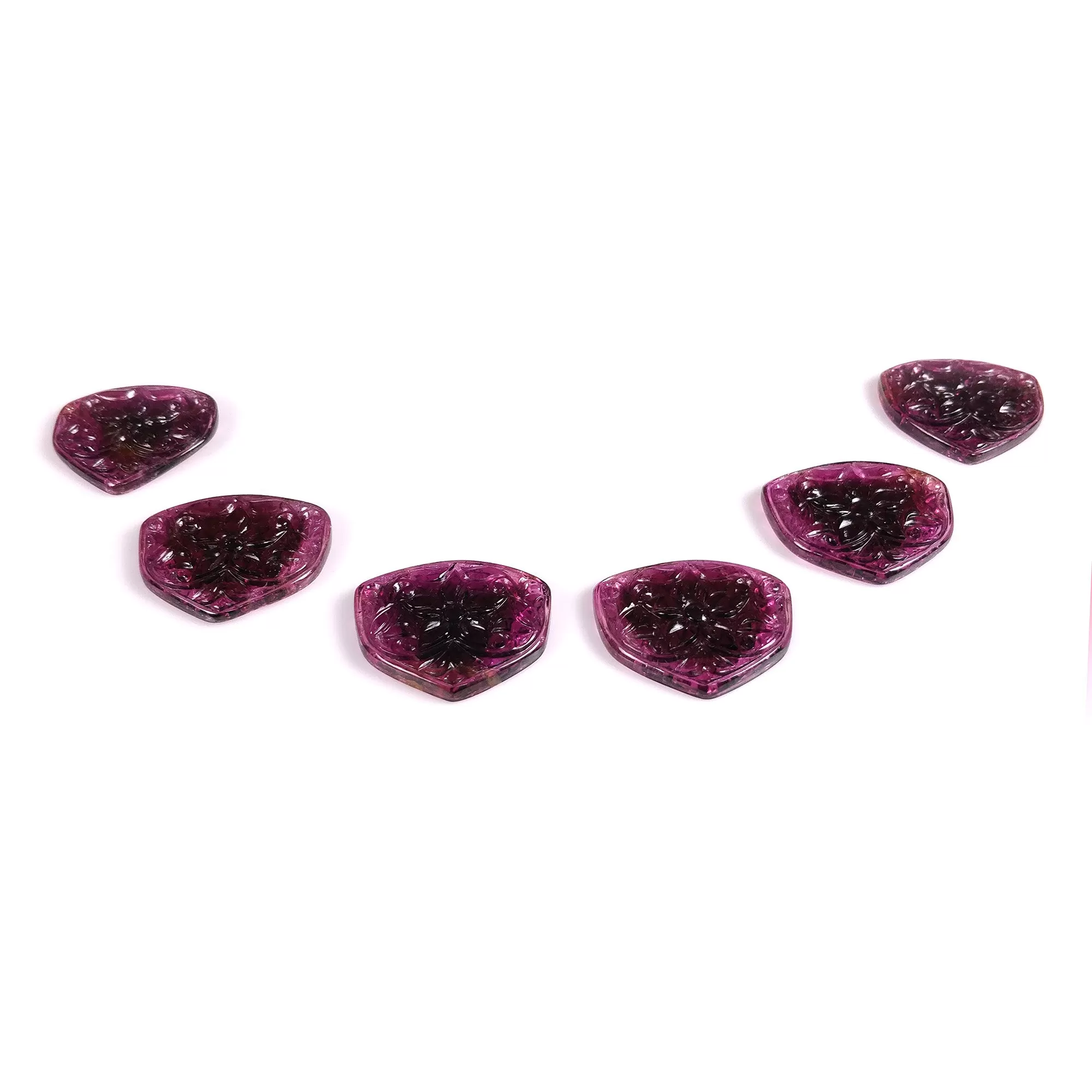 Exclusive Rare RUBELLITE TOURMALINE Gemstone Carving : 160.65cts Natural Untreated Pink Tourmaline Hand Carved Uneven FLOWER 28*25mm - 30*25mm 6pcs Set