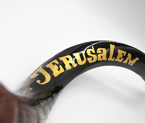 Extra Large Yemenite Shofar horn 40-42 hand painted with City of Jerusalem