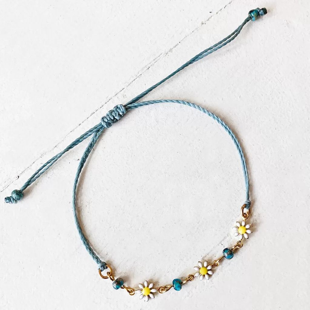 flower child // enamel daisy flower chain and adjustable cord bracelet