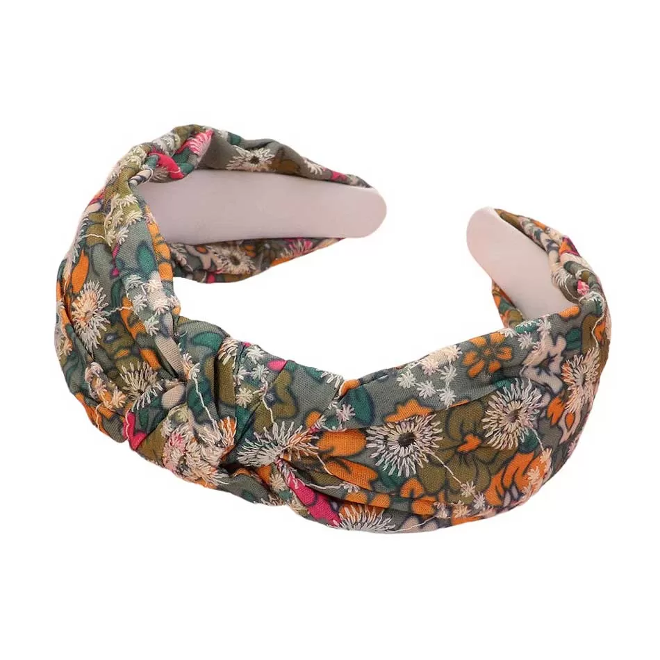 Flower Pattern Printed Knot Headband