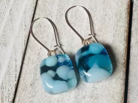 Fused Glass Earrings~ Bottomless Blue  ~