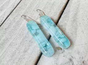 Fused Glass Earrings~ Light Blue  ~