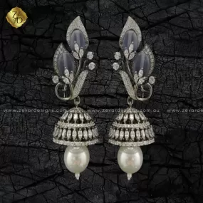 Fusion Style AD Jhumki -Pastel Grey