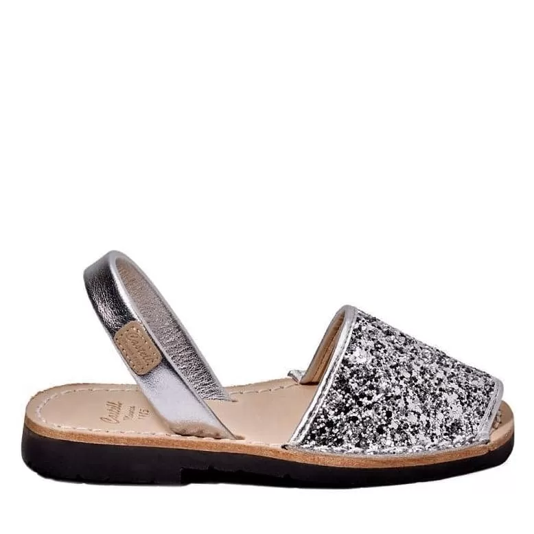 Glittery Leather Menorcan Sandal For Kids - Iker 1097R