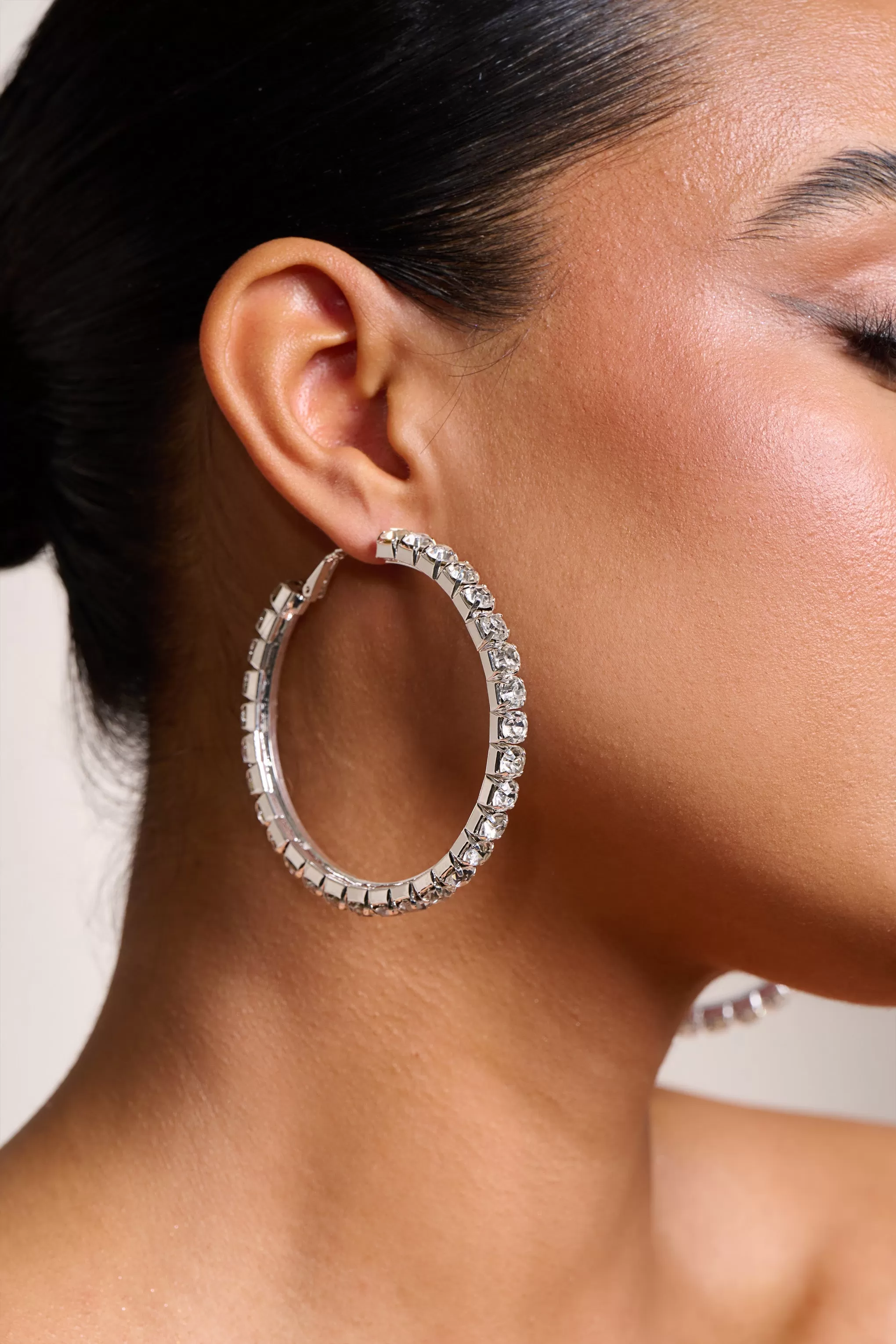 Grace | Silver Chunky Diamante Hoop