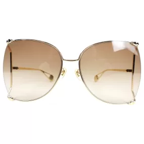 Gucci Oversized Goldtone Gradient Sunglasses with Pearls