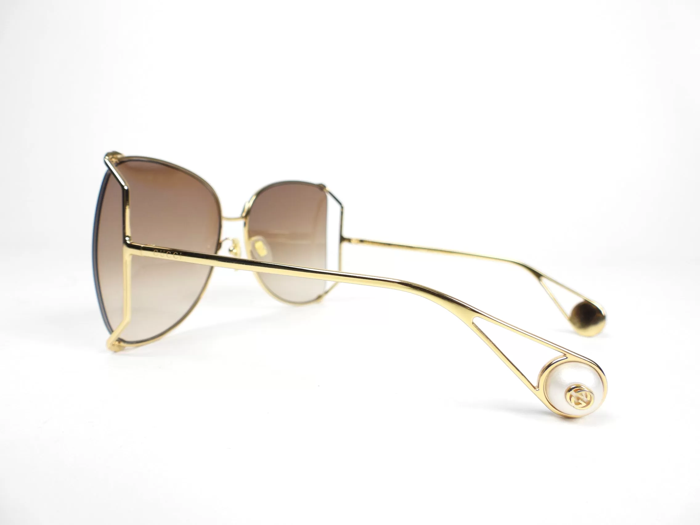 Gucci Oversized Goldtone Gradient Sunglasses with Pearls