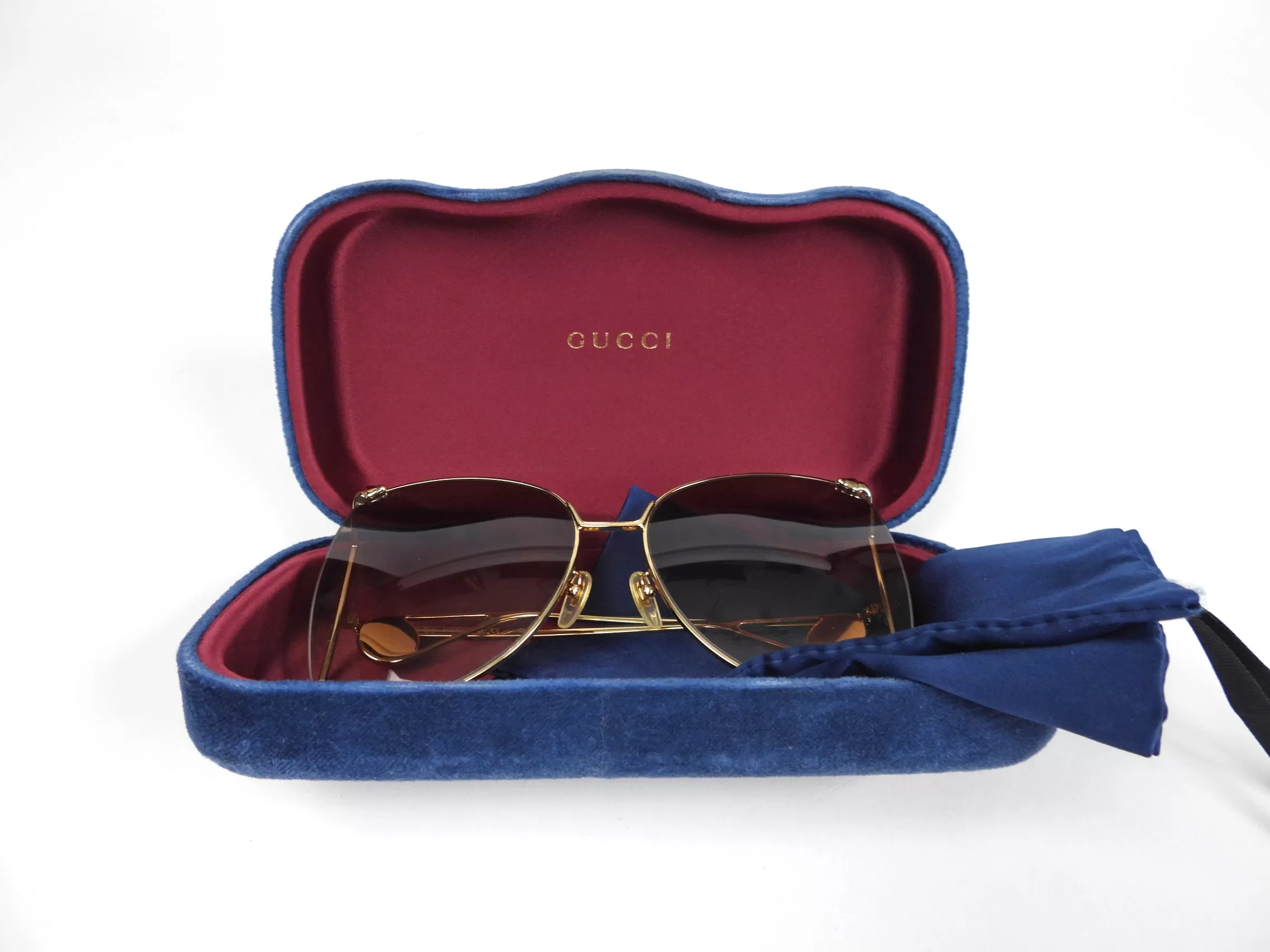 Gucci Oversized Goldtone Gradient Sunglasses with Pearls