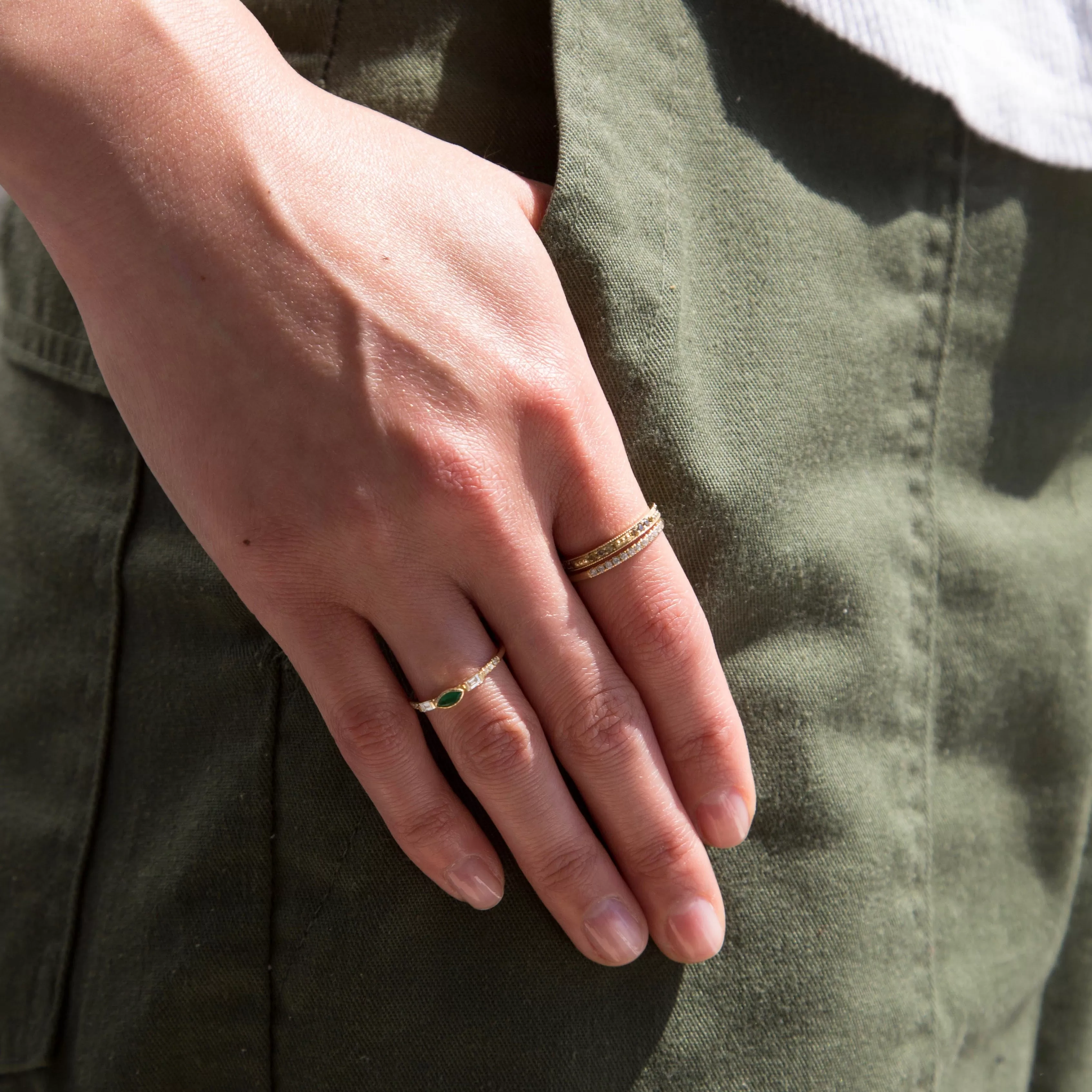 Half Round Semi Pave Ring