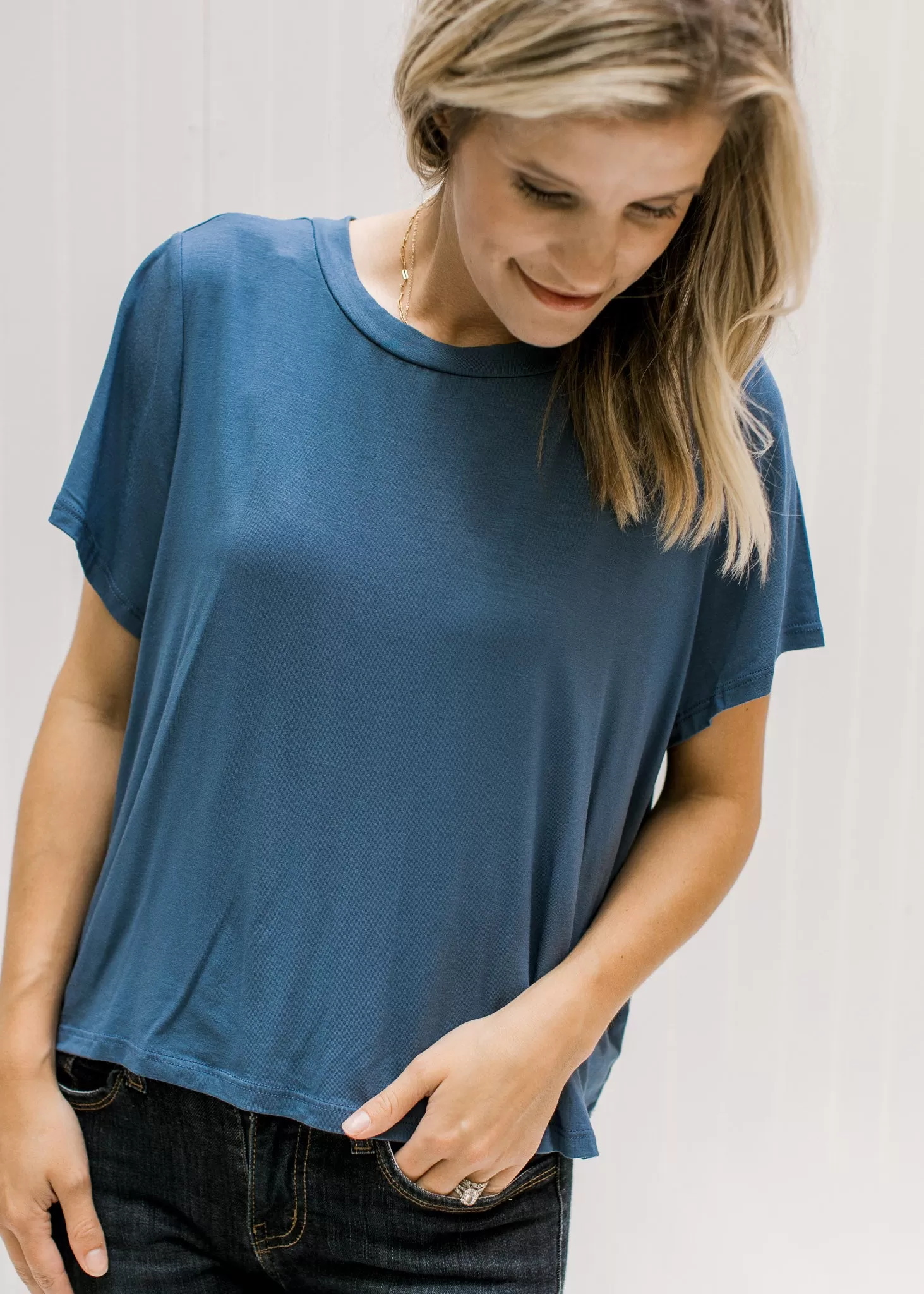 Indigo Slightly Cropped Tee