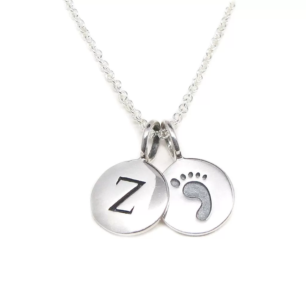 Initial & Footprint Charm Necklace