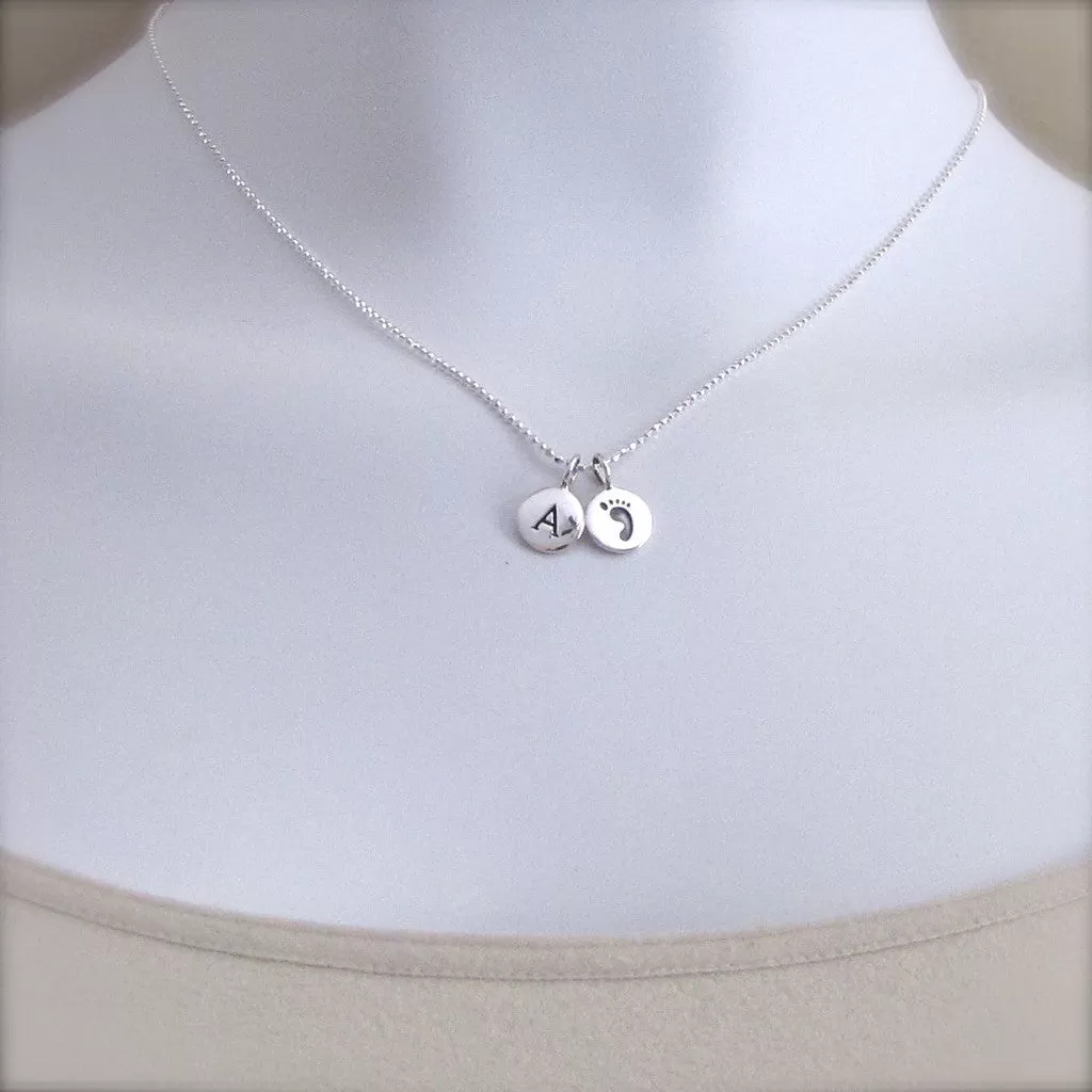 Initial & Footprint Charm Necklace