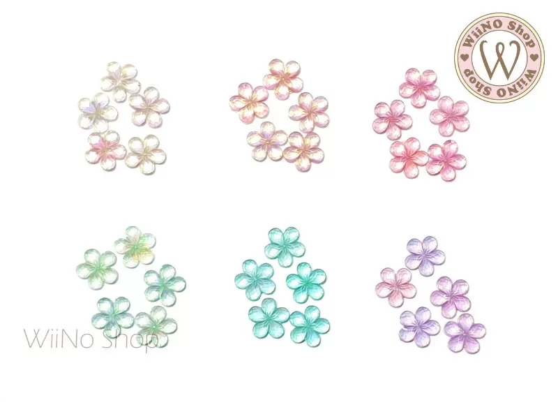 Iridescent Flower Flat Back Nail Art Rhinestone - 10 pcs