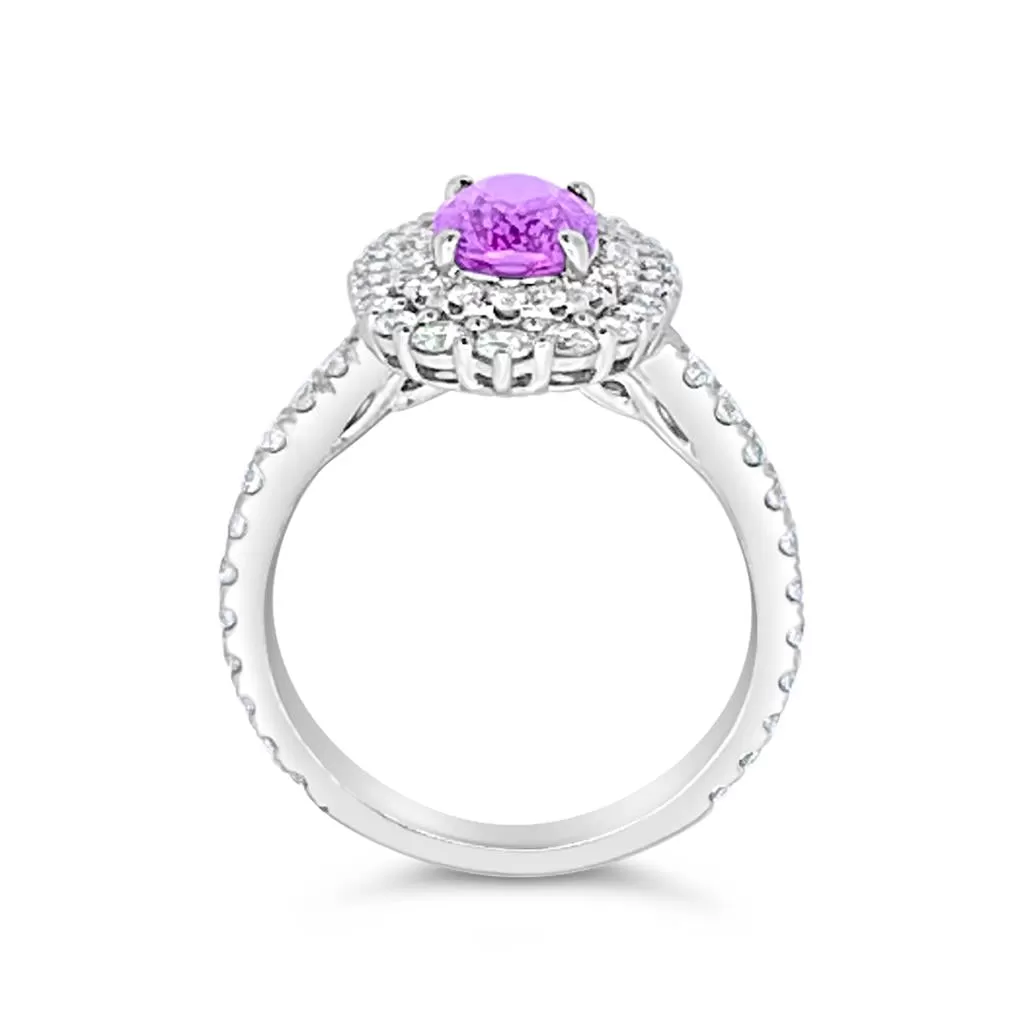 Irisa by Martin Binder Pink Sapphire & Diamond Double Halo Ring