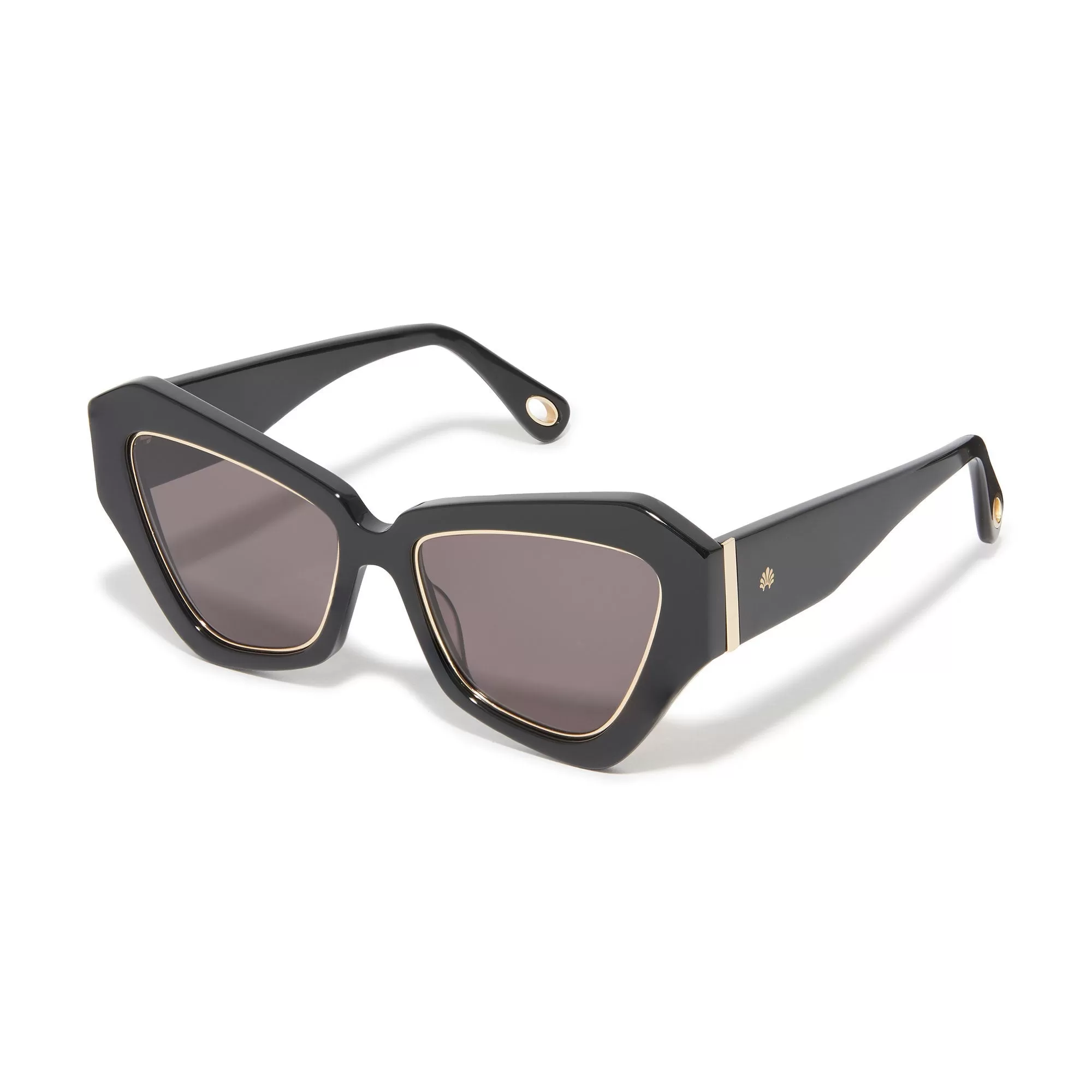 JET GOLD LARA WIDE CAT-EYE SUNGLASSES