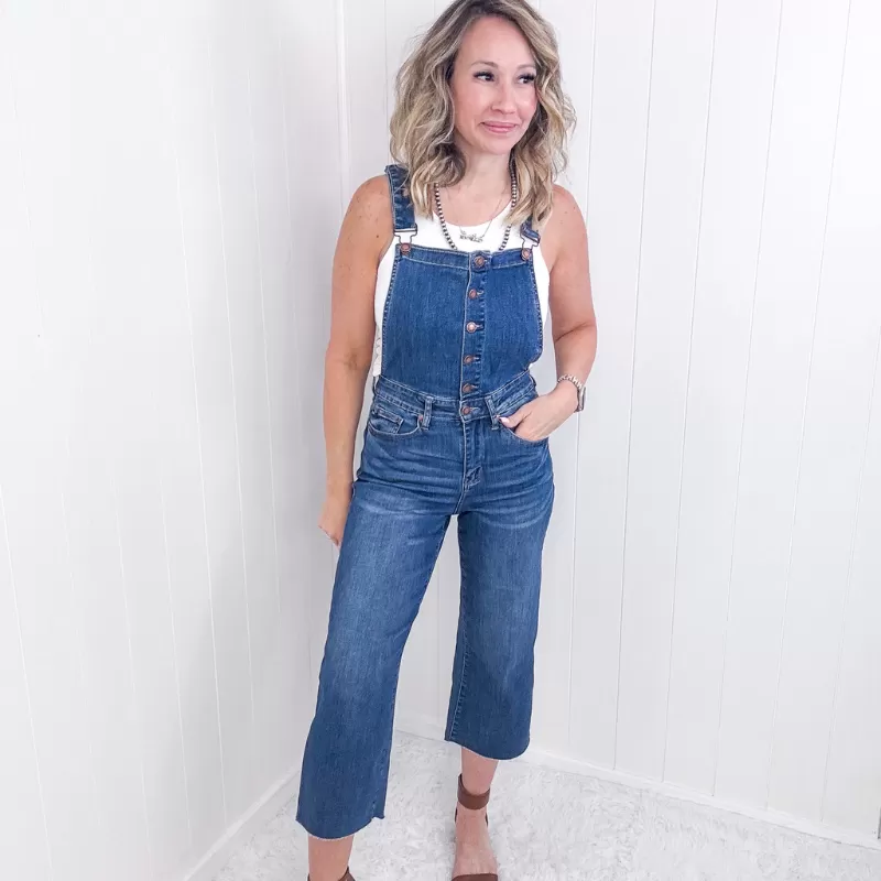 Judy Blue Bluetiful Bliss High Waist Cropped Wide Leg Overalls