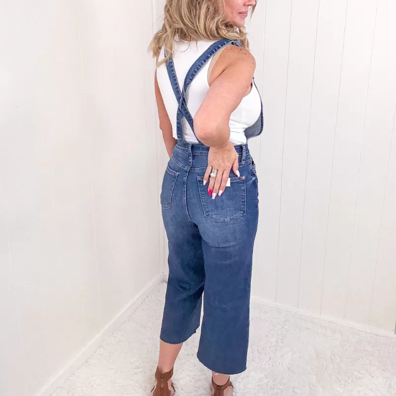 Judy Blue Bluetiful Bliss High Waist Cropped Wide Leg Overalls