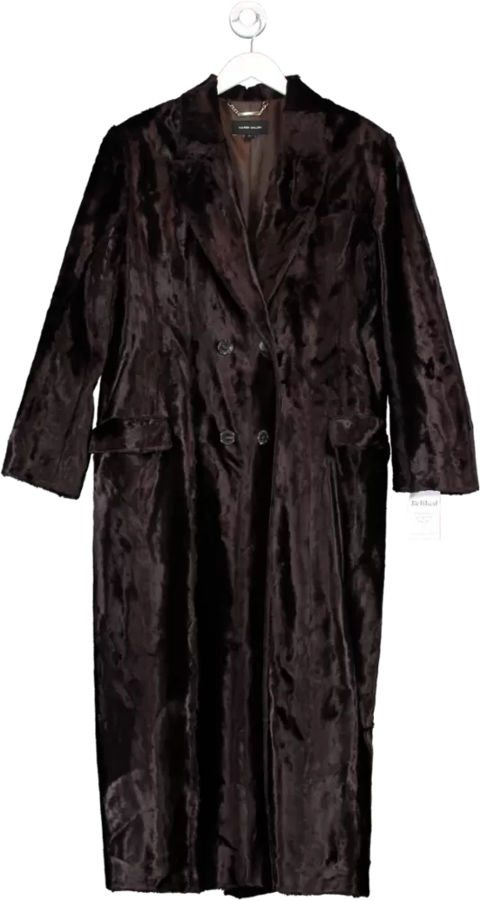 Karen Millen Brown Signature Ponyskin OVERSIZED Maxi Coat UK 12