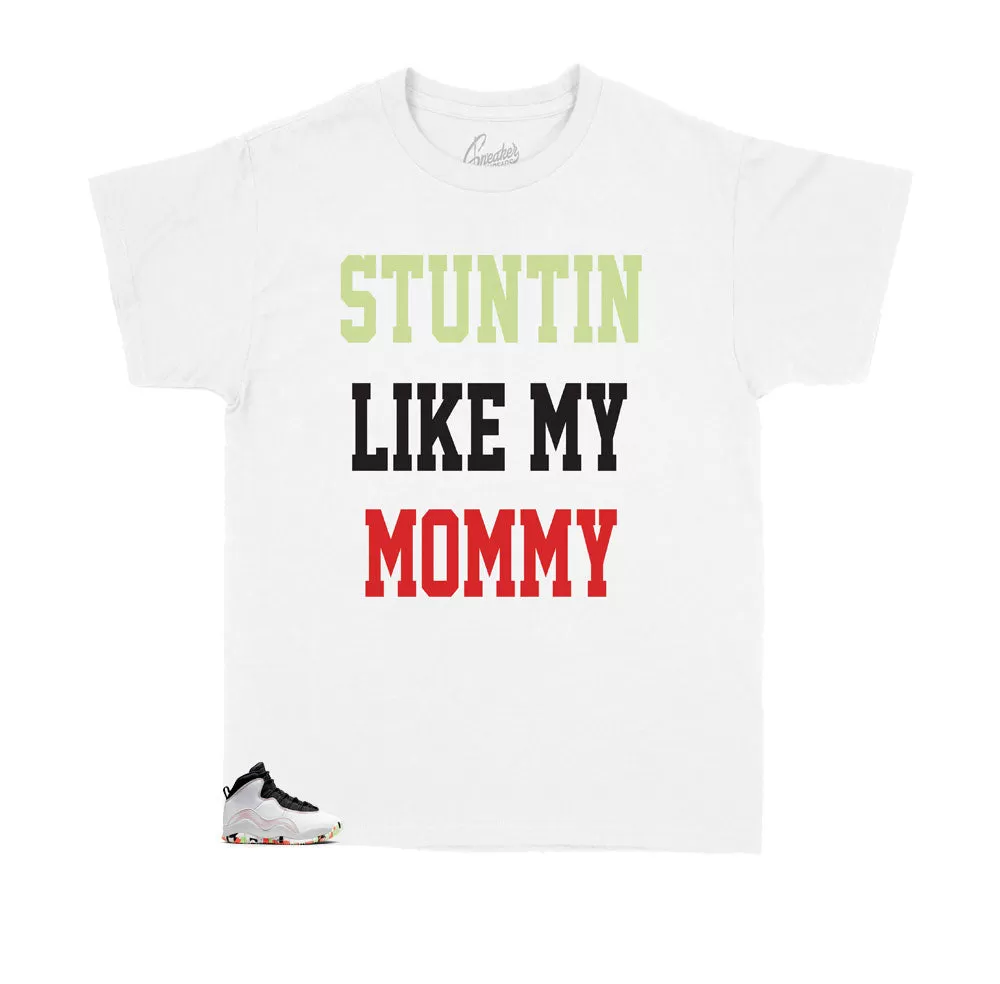 Kid's Retro 10 Ember Glow Shirt - Stunt Like Mommy - White