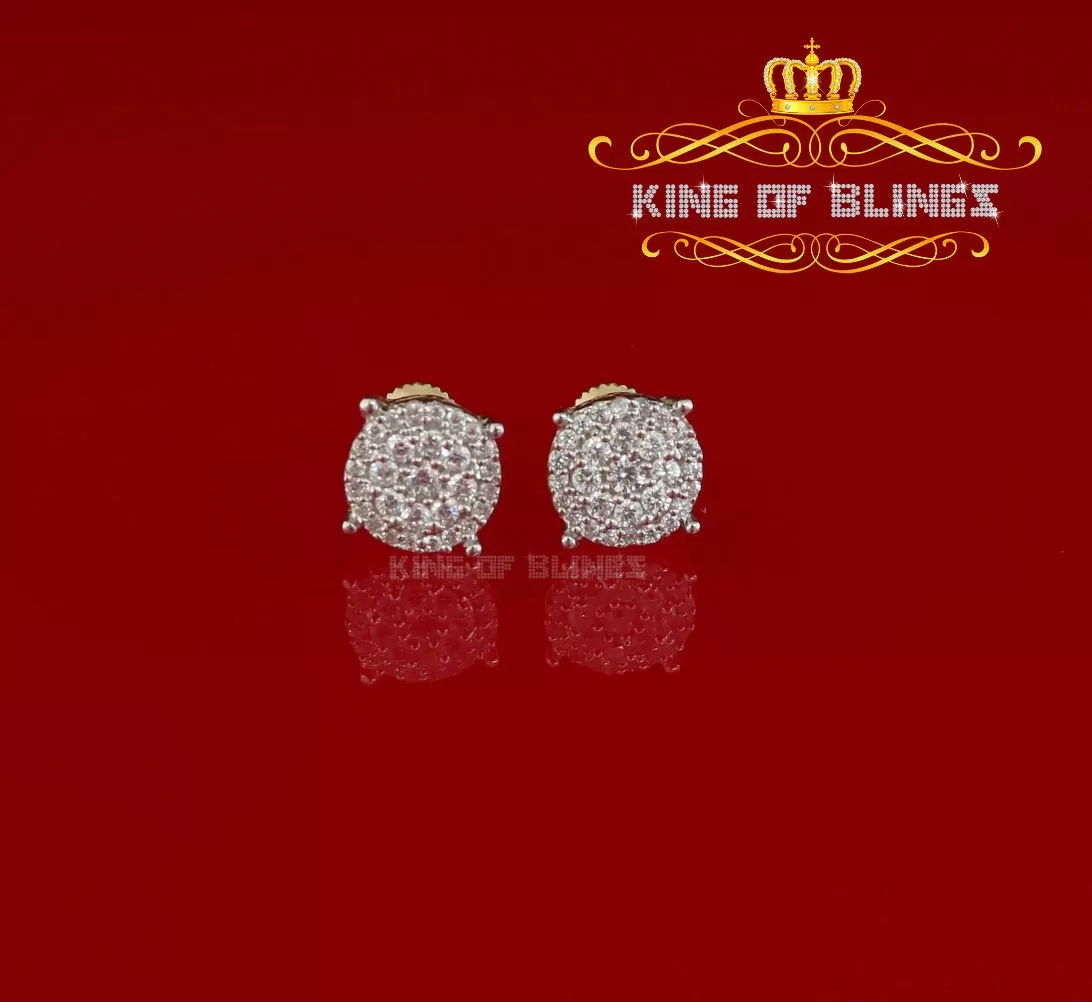 King of Bling's 925 Yellow Sterling Silver 0.86ct Cubic Zirconia Round Women's Hip Hop Earrings