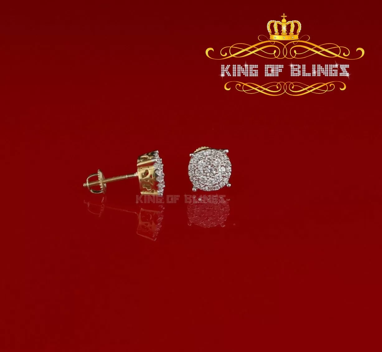 King of Bling's 925 Yellow Sterling Silver 0.86ct Cubic Zirconia Round Women's Hip Hop Earrings