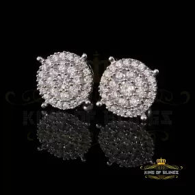 King of Blings- 1.96ct Cubic Zirconia Aretes Para Hombre 925 White Silver Women's Round Earring