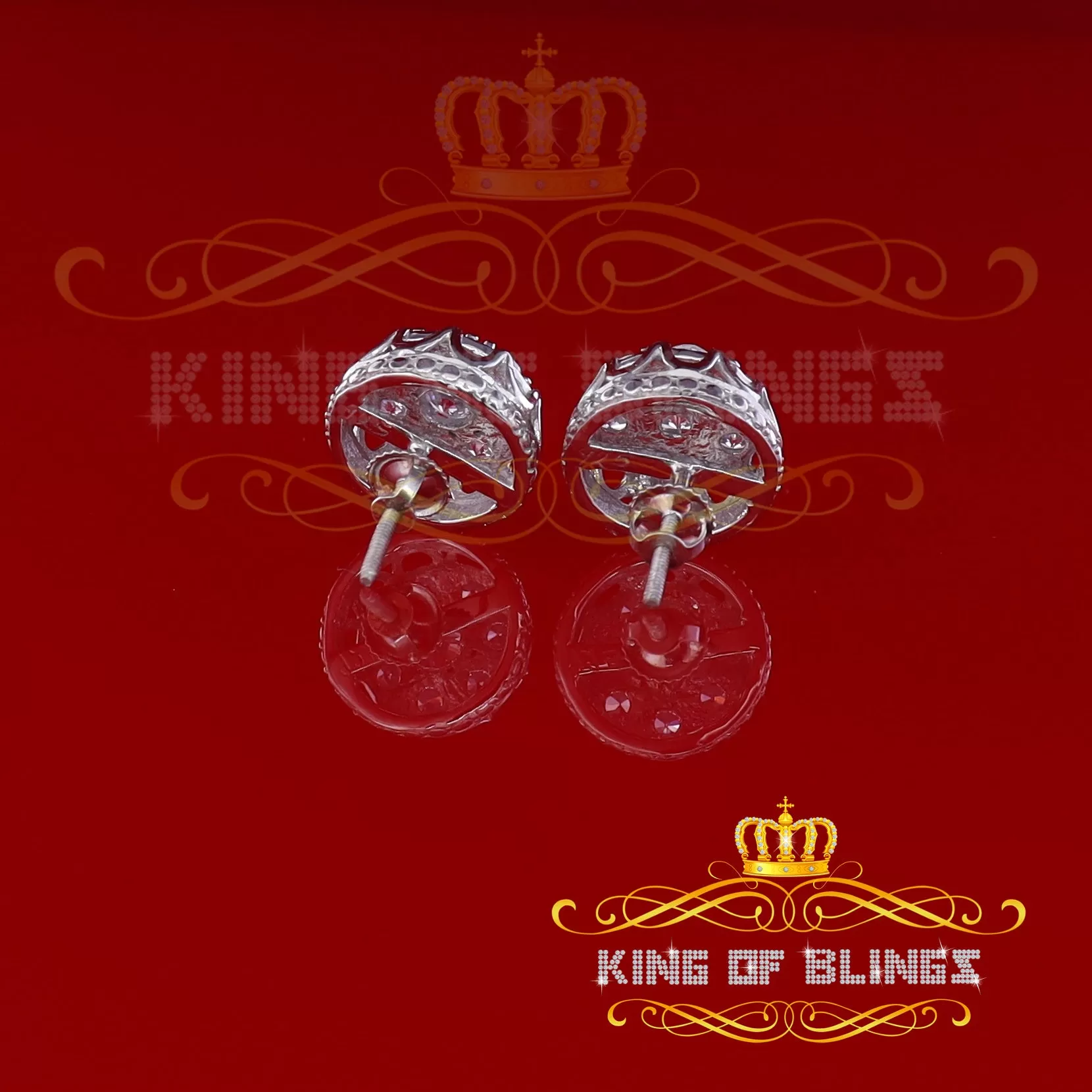 King of Blings- 3.28ct Cubic Zirconia 925 White Silver Women's & Men's Hip Hop Flower Earrings