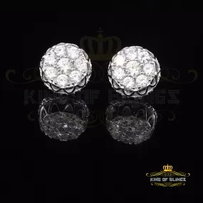 King of Blings- 3.28ct Cubic Zirconia 925 White Silver Women's & Men's Hip Hop Flower Earrings