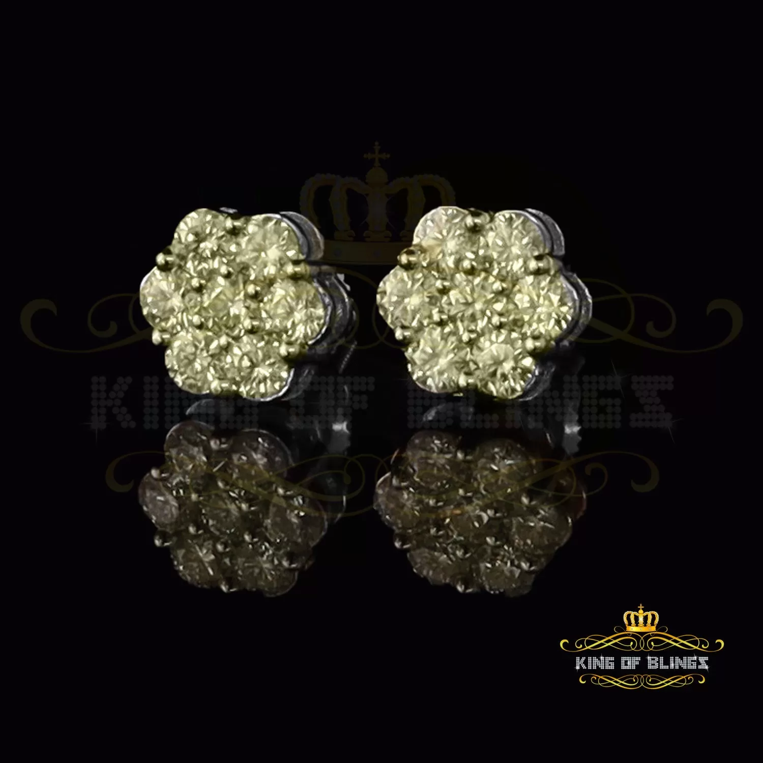 King of Blings- 4.12ct Cubic Zirconia 925 White Sterling Silver Women's Hip Hop Flower Earring