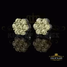 King of Blings- 4.12ct Cubic Zirconia 925 White Sterling Silver Women's Hip Hop Flower Earring