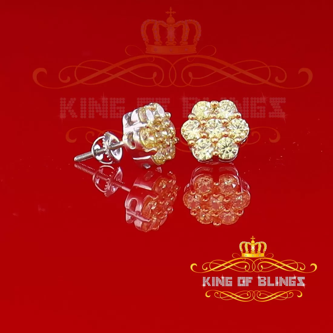 King of Blings- 4.12ct Cubic Zirconia 925 White Sterling Silver Women's Hip Hop Flower Earring