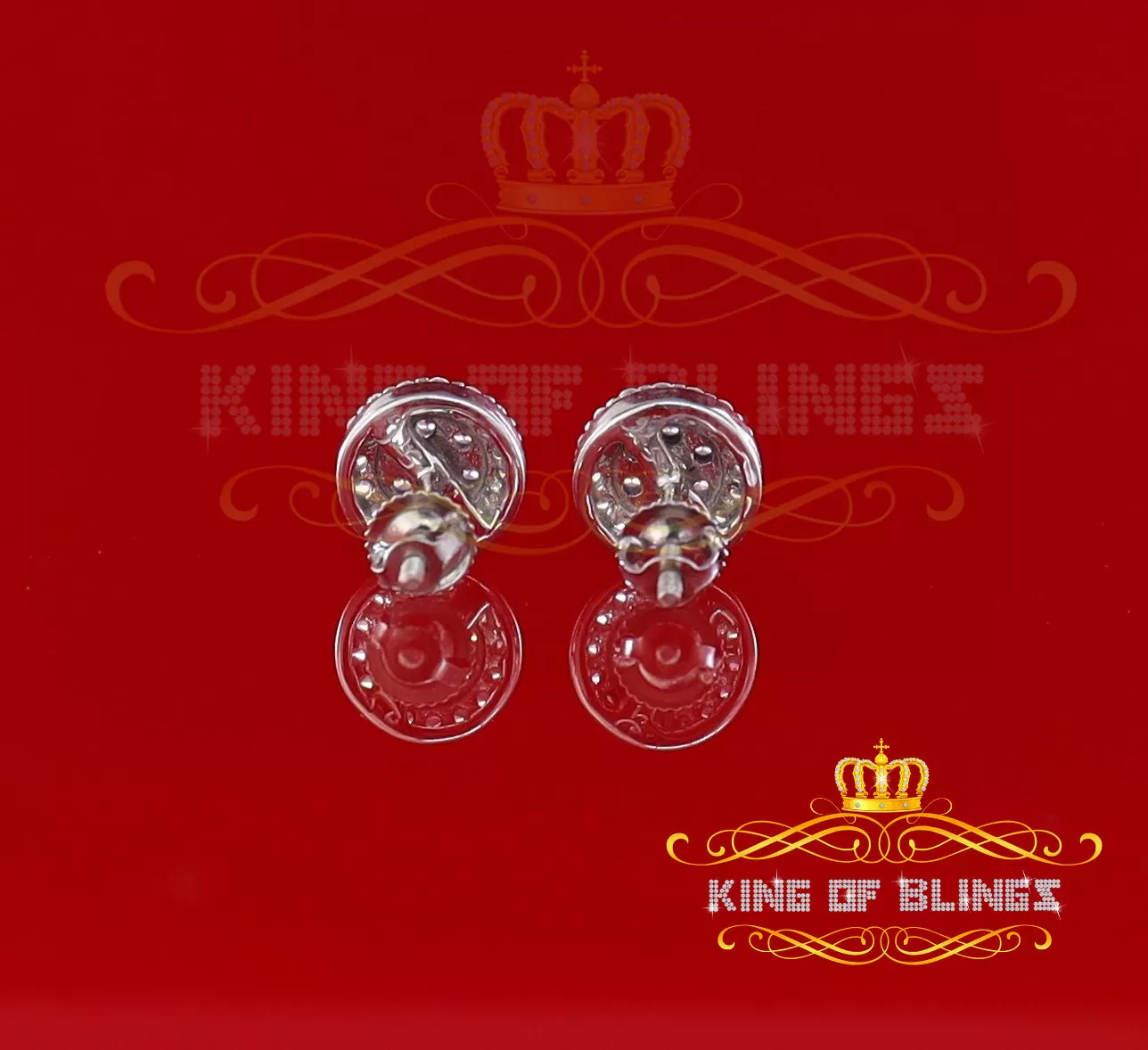 King of Blings- 925 White Silver 0.90ct Cubic Zirconia Women's & Men's Hip Hop Floral Earrings