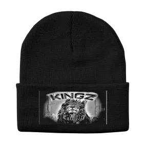 KINGZ 01-02 Designer Sportsman Solid Knit Beanie (Black/White)