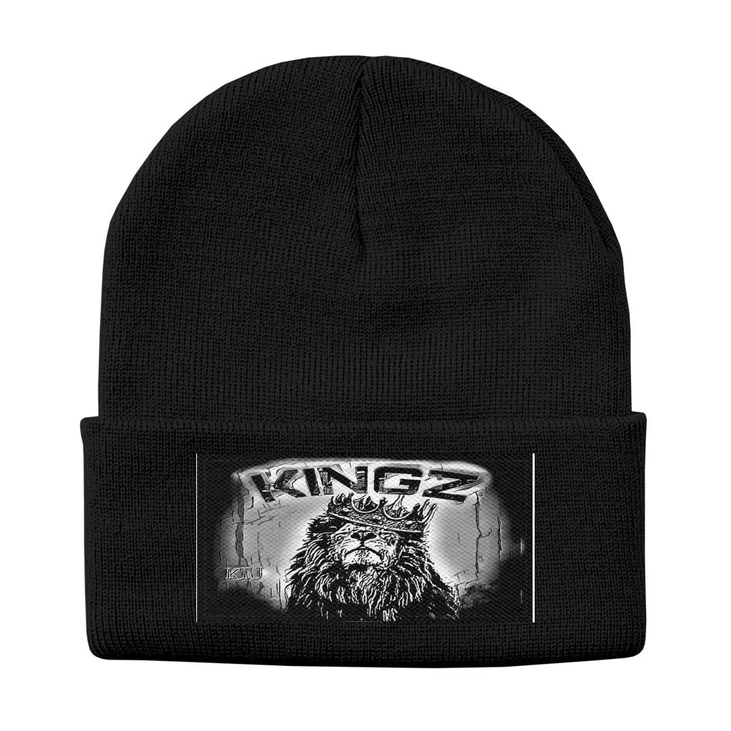 KINGZ 01-02 Designer Sportsman Solid Knit Beanie (Black/White)