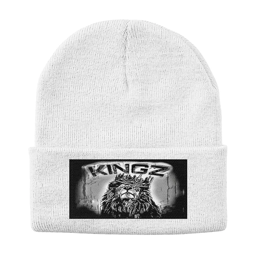 KINGZ 01-02 Designer Sportsman Solid Knit Beanie (Black/White)