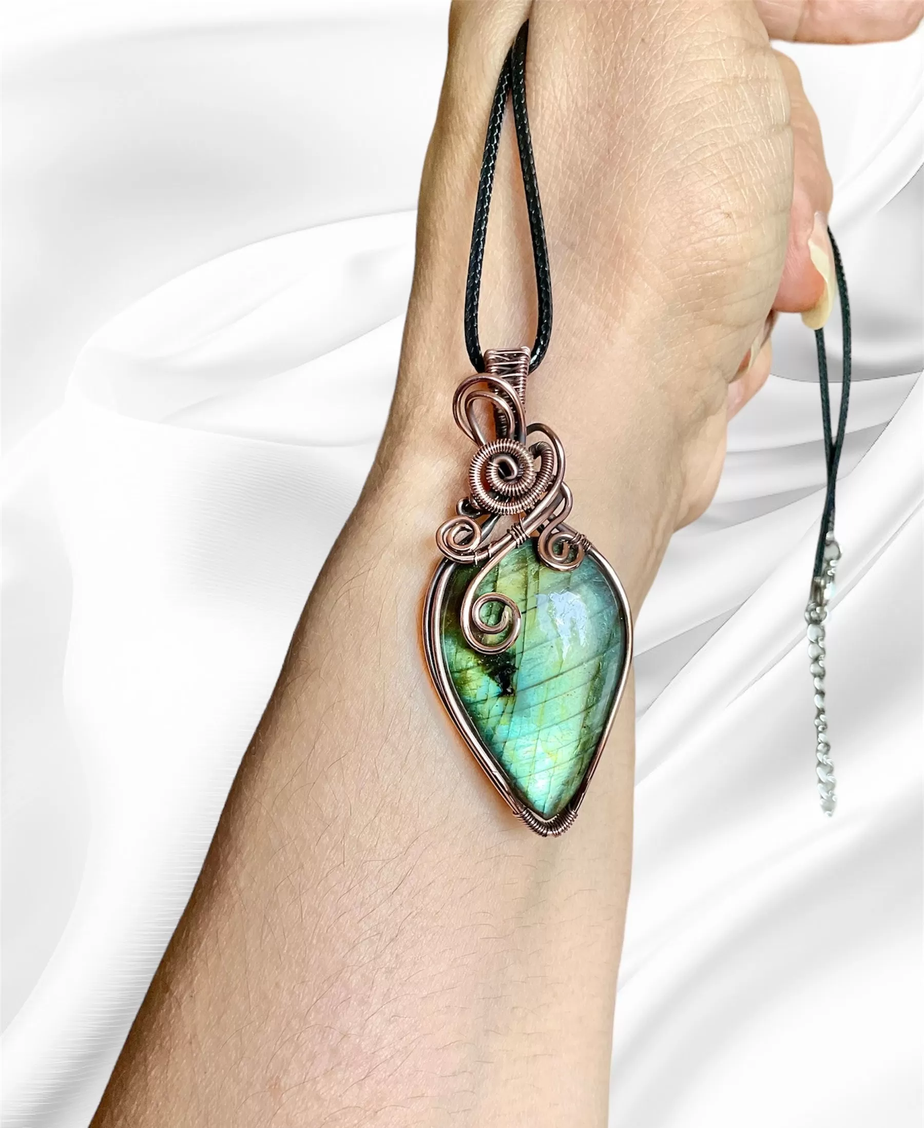 Labradorite Teardrop Wire Wrapped Pendant