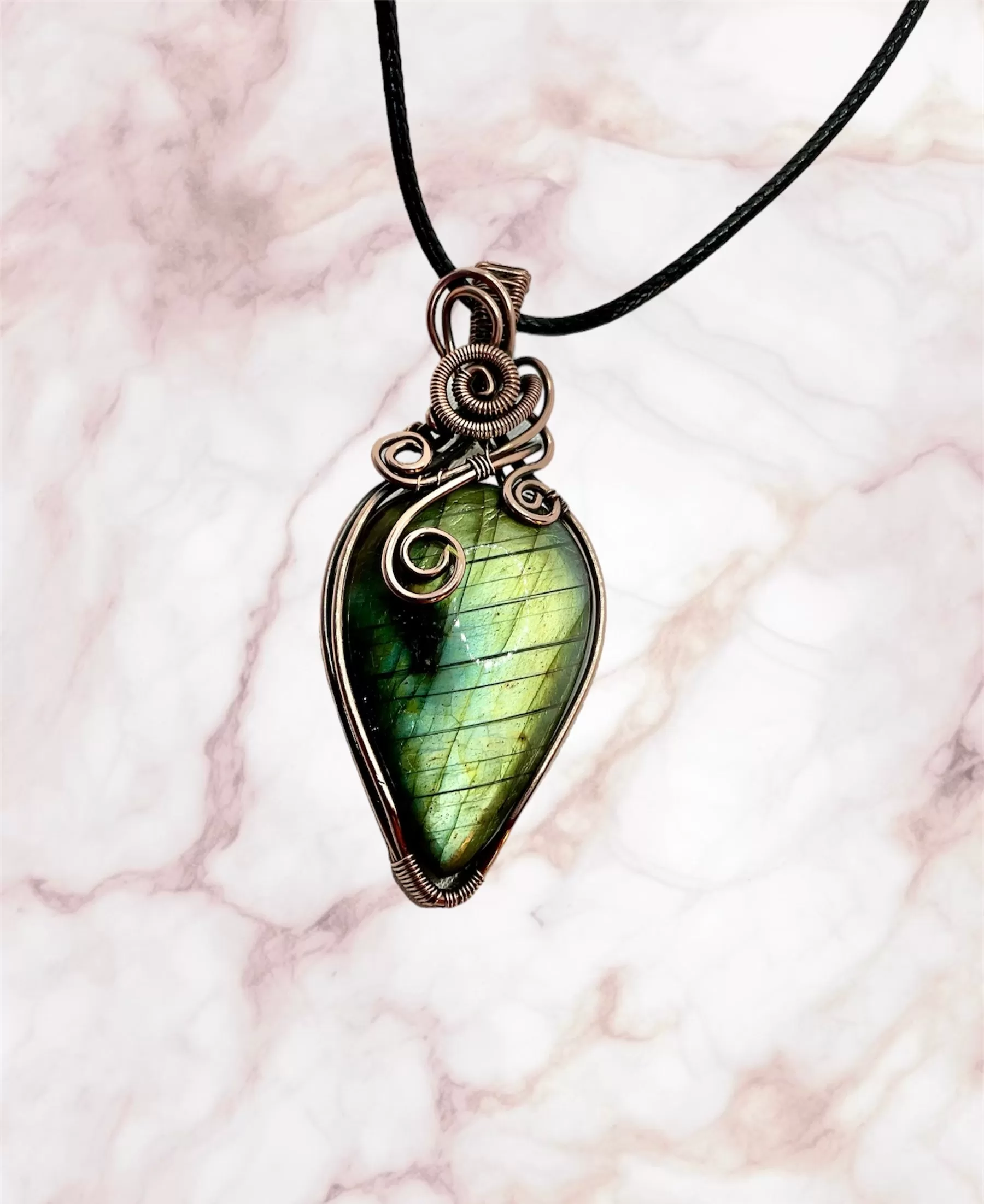 Labradorite Teardrop Wire Wrapped Pendant